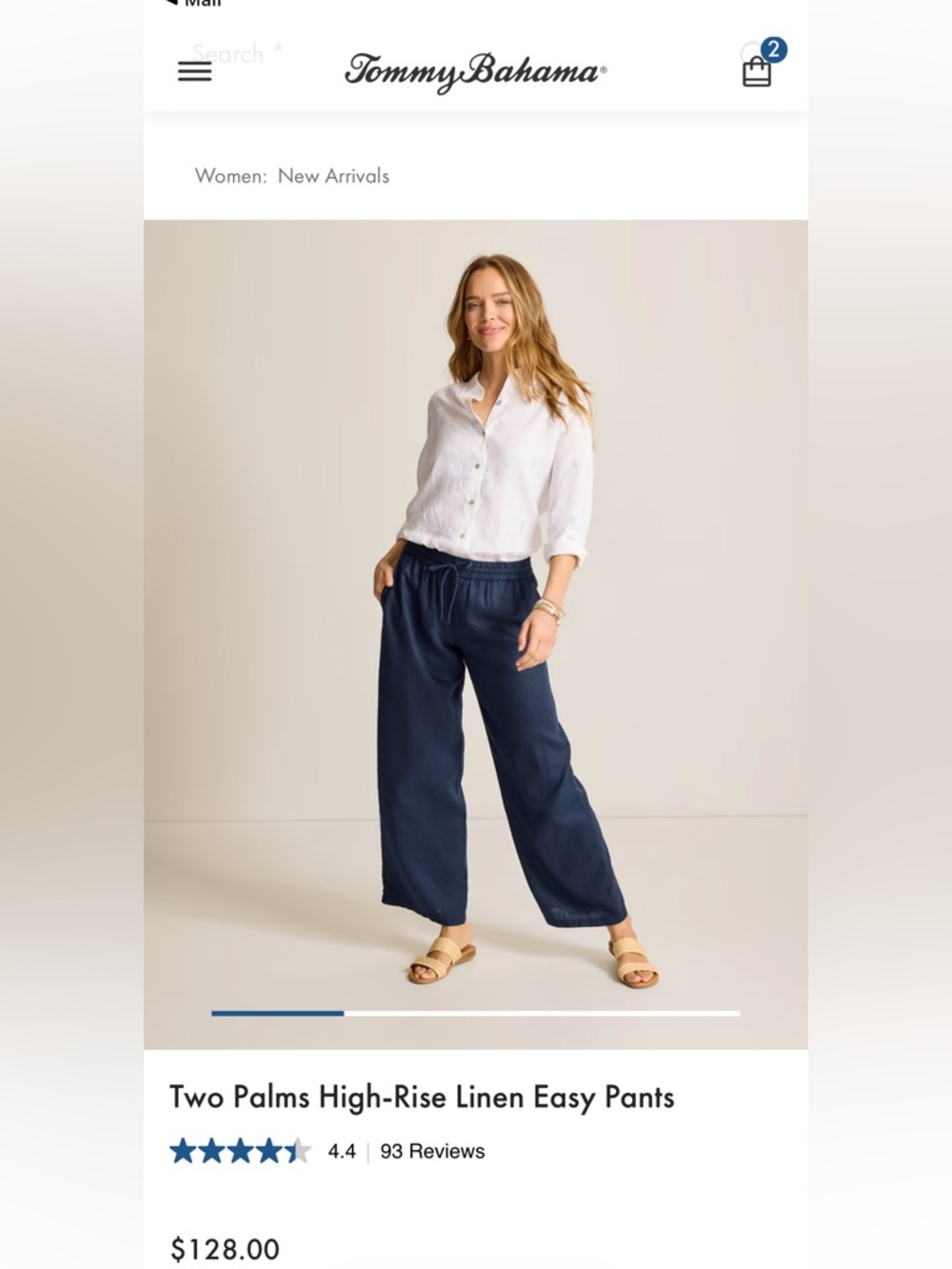 Tommy Bahama Navy Wide-Leg Linen Pants